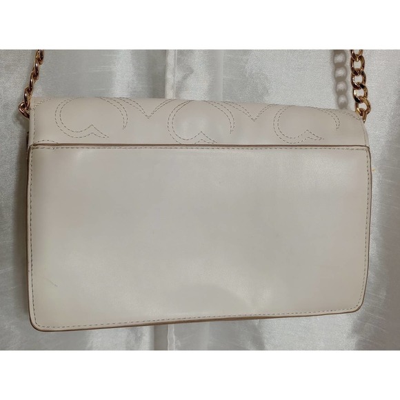 A NEW DAY Embroidered Hearts Purse Ivory White Gold Link Bag - Picture 2 of 6